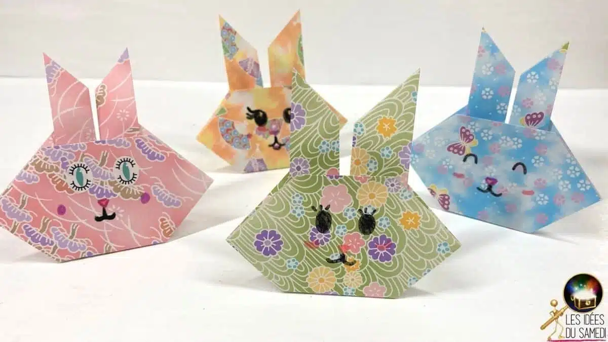 Lapin en origami facile à faire pour Pâques