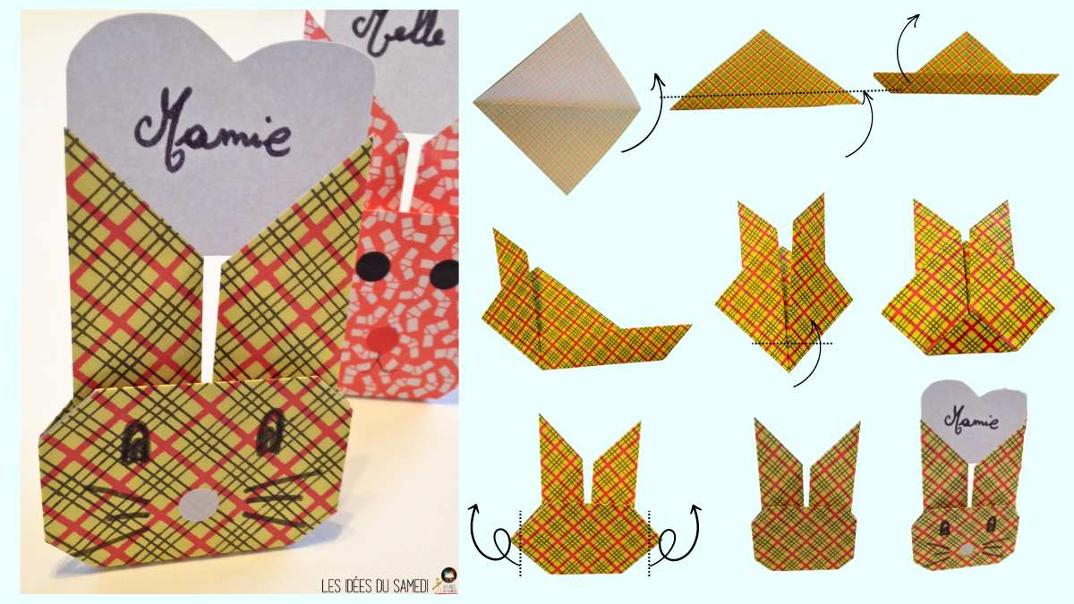 Lapin en origami facile pour la maternelle