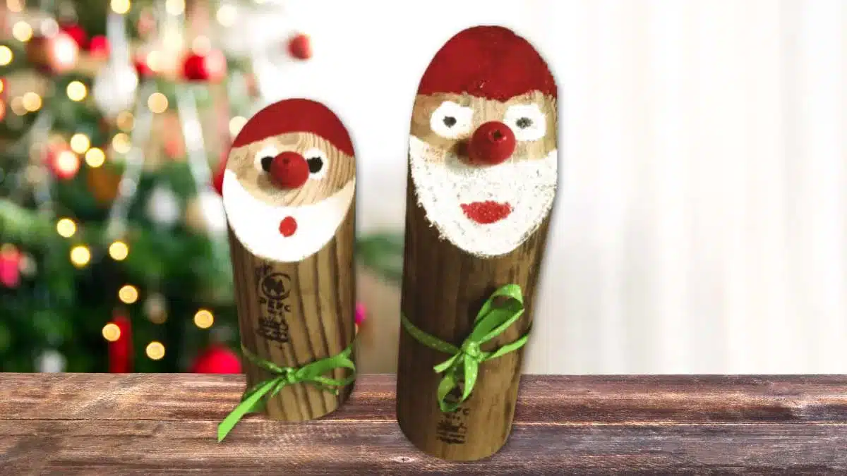 Père Noël en rondin de bois : DIY facile