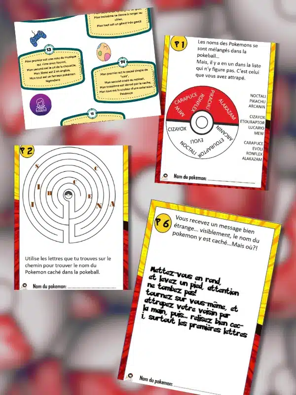 jeux énigmes escape game pokemon