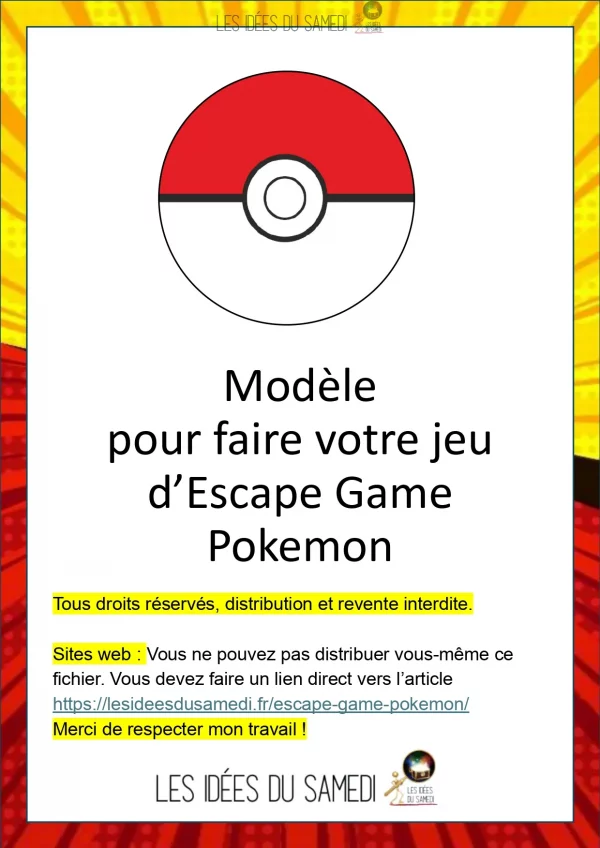 modèle de jeu escape game pokemon personnalisable