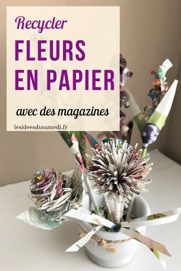 recycler magazines fleurs en papier avec enfants