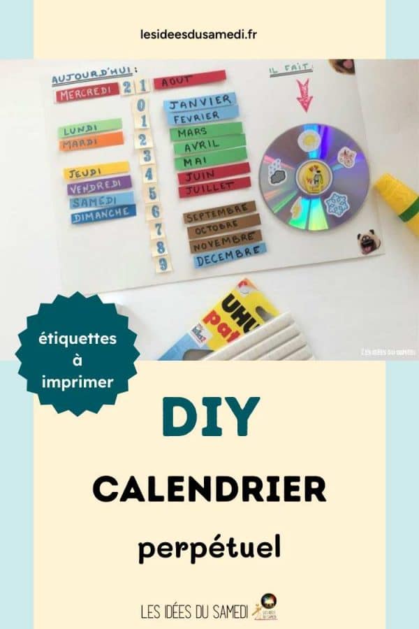 calendrier perpetuel fabriqué pour un enfant de maternelle