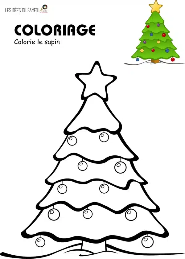 coloriage sapin avec modele