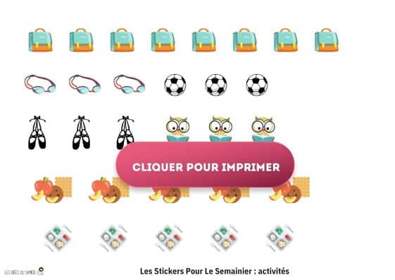 étiquettes activités pour planning de la semaine
