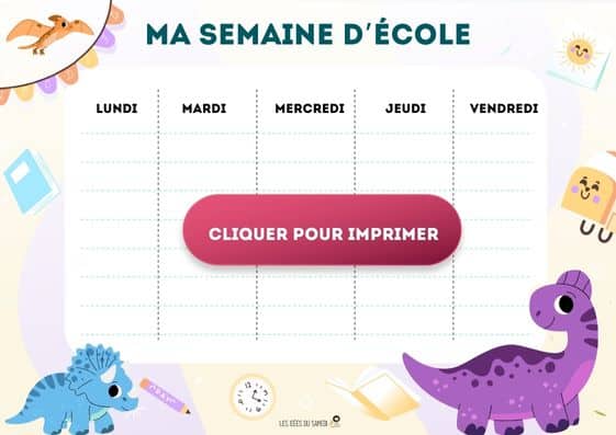 semainier dinosaure mignon