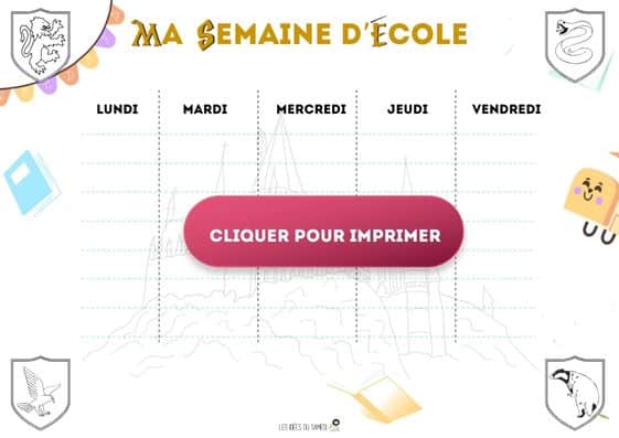 planning de la semaine pour enfant thème école des sorciers
