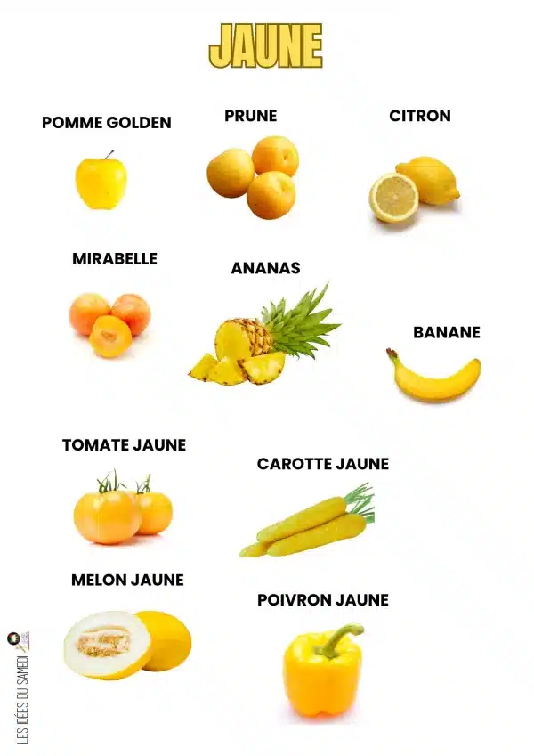 fruits et légumes pour le jour jaune de la semaine du gout