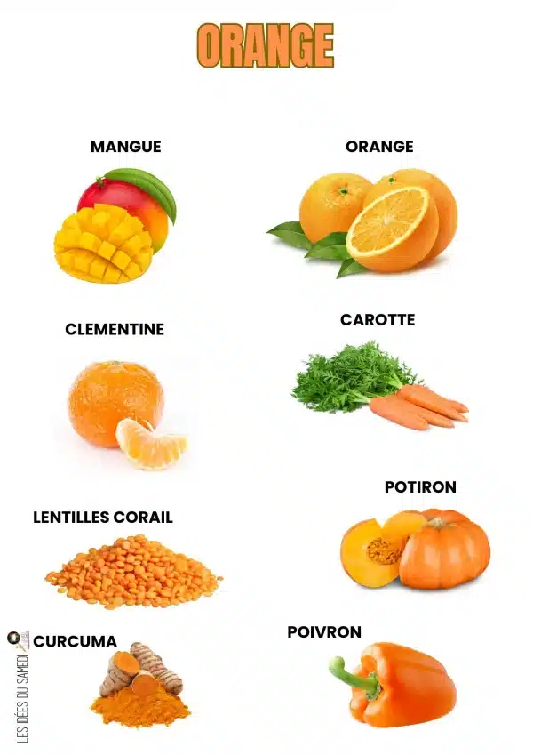 fruits et légumes pour le jour orange de la semaine du gout