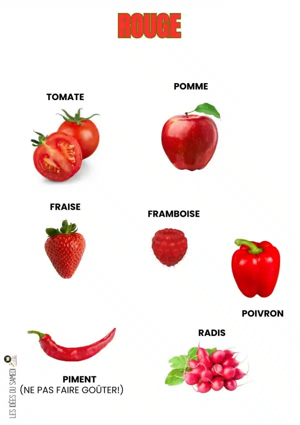 fruits et légumes pour le jour rouge de la semaine du gout