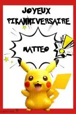 carte joyeux anniversaire personnalisée Pikachu