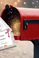 boite aux lettres magique rouge avec courrier du lutin farceur.