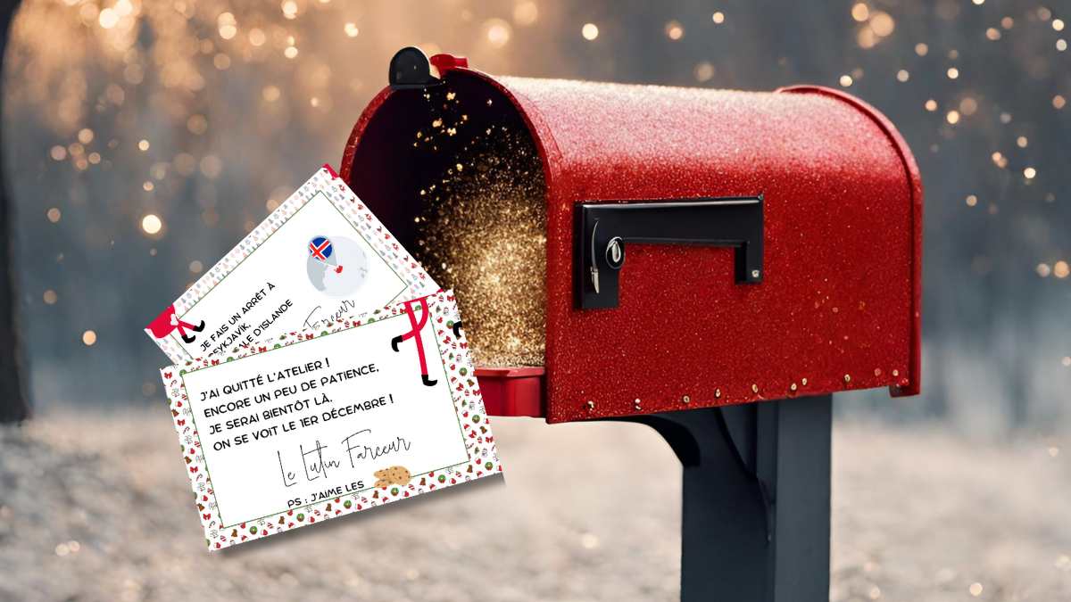 boite aux lettres magique rouge avec courrier du lutin farceur.