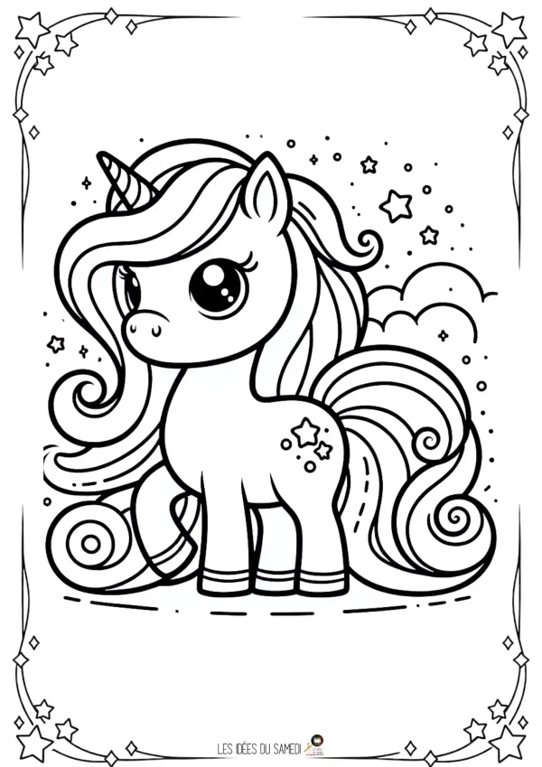 coloriage facile de licorne pour la maternelle