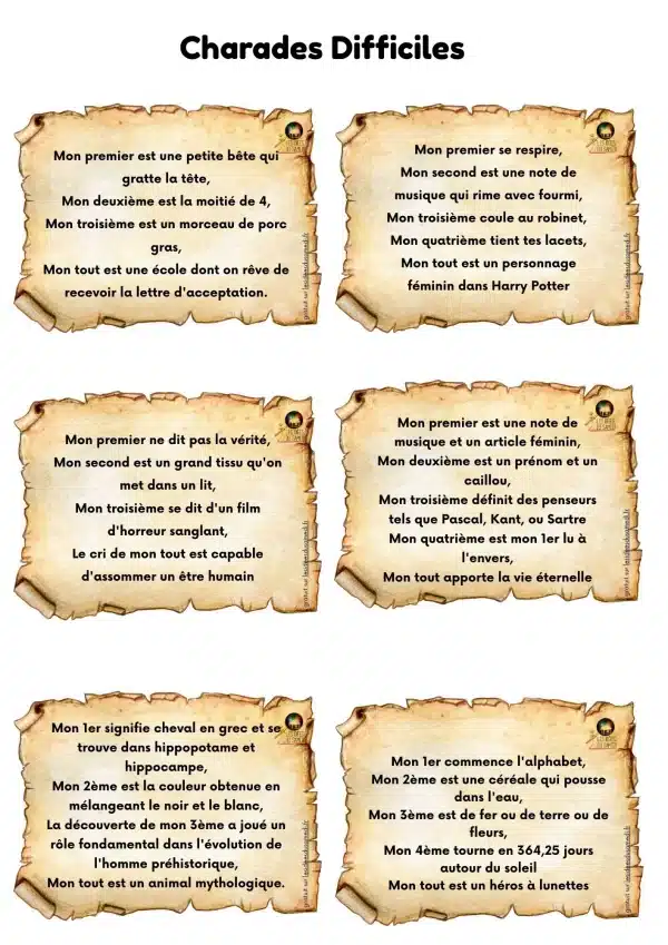 charades thème harry potter