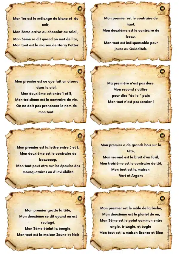 enigmes harry potter à imprimer