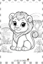 coloriage lion kawaii