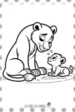 coloriage lionceau et lionne