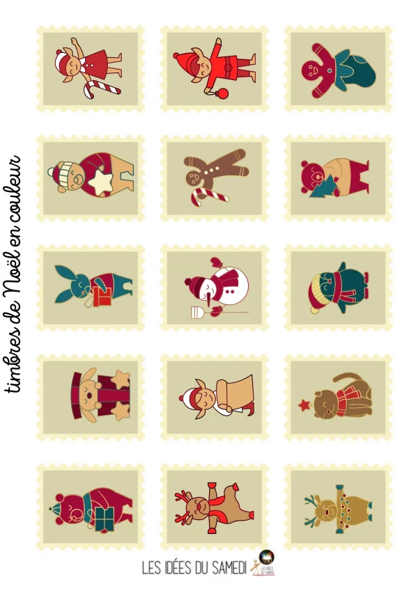 timbres noel couleur