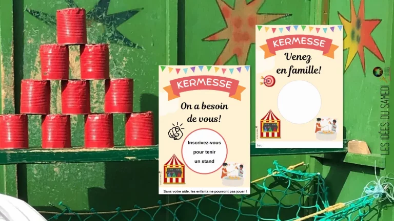 affiches pour kermesse sur fond de jeu de fête paroissiale