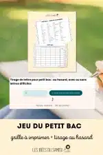 jeu du petit bac à imprimer avec tirage de lettres au hasard