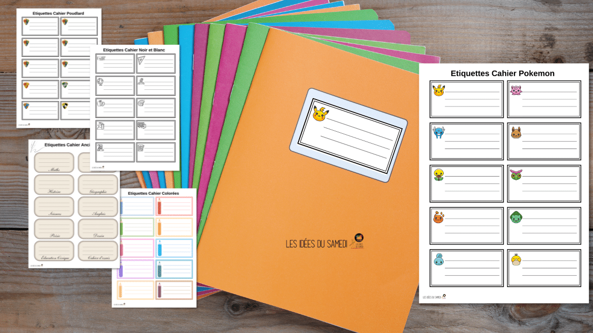 planches etiquettes pour cahier scolaire