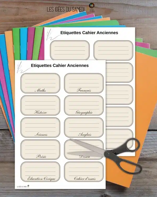 etiquettes vintage cahier