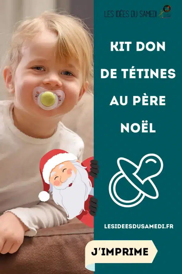 petite fille avec une tétine pour le pere noel