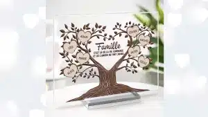 cadeau symbolisant l'amour familial avec un arbre