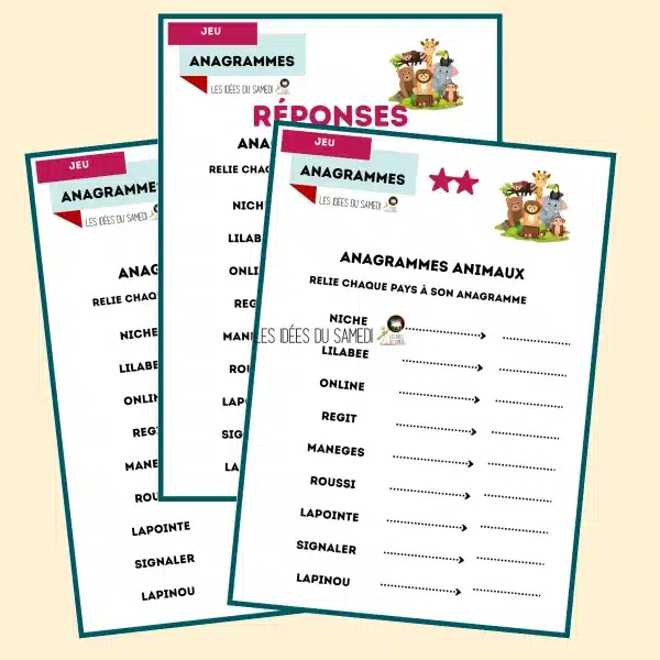 fiche anagramme animaux en pdf