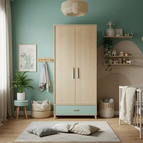 chambre bebe vert eau