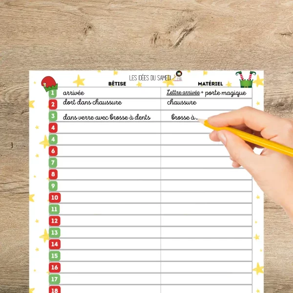 planning betise lutin farceur à imprimer