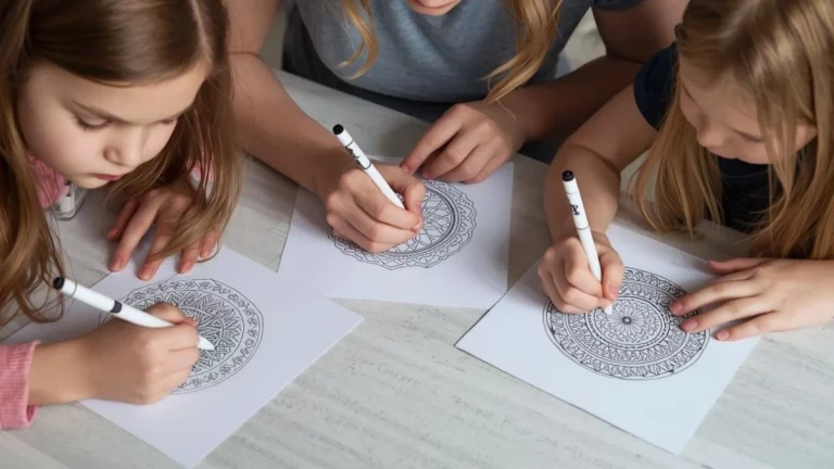 famille qui fait du dessin méditatif