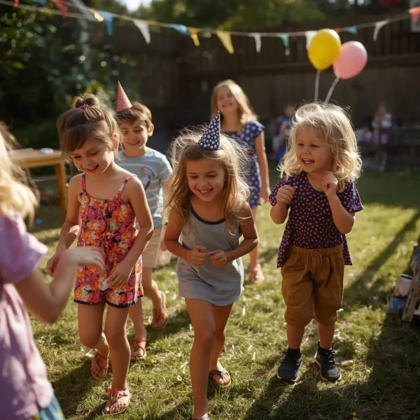 enfants de CP courant à un anniversaire