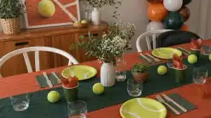 table décorée pour un anniversaire theme Roland Garros