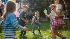 enfants qui jouent à une animation anniversaire domicile