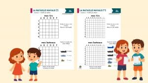 enfants présentent deux versions de jeu de bataille navale à imprimer