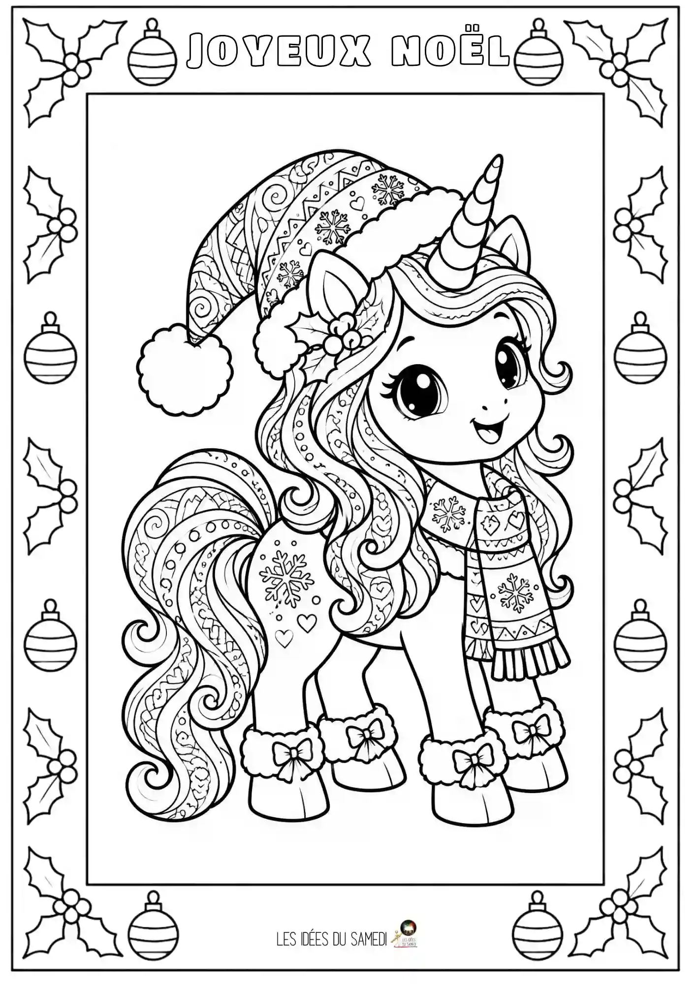 coloriage difficile de licorne de noel pour ado